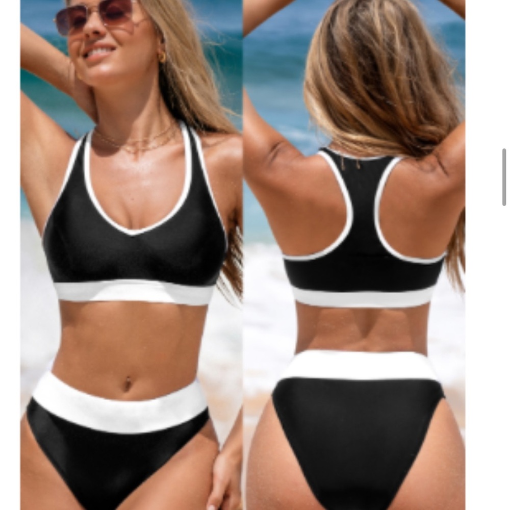 Cupshe Black and White Racerback Bikini